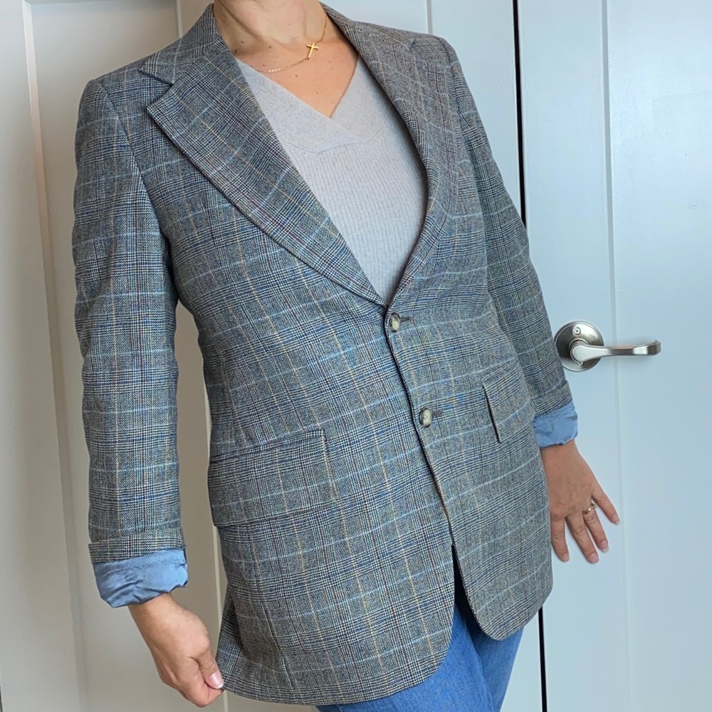 Stanley Blacker blazer plaid vintage suit coat